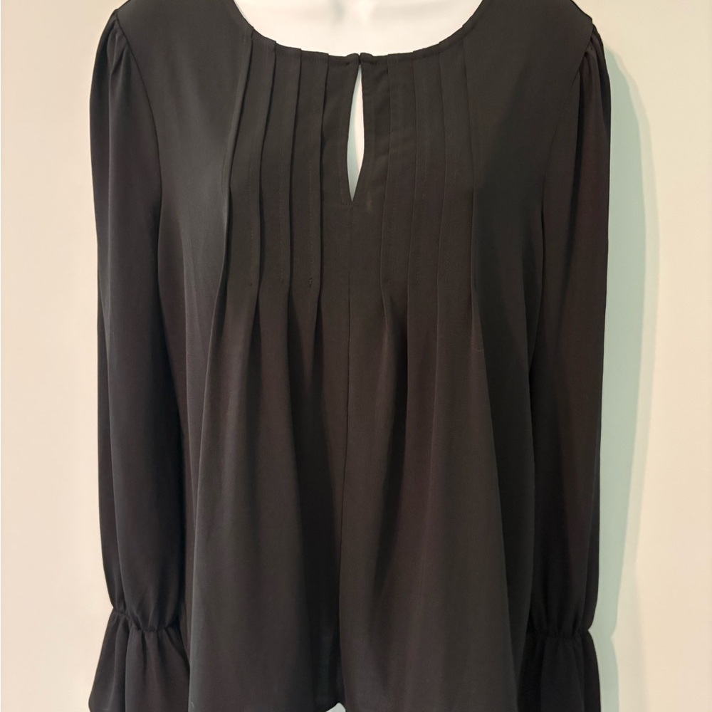 Ann Taylor Black Pleated Blouse